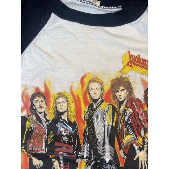 1986 JUDAS PRIEST Fuel For Life Tour 3/4 Sleeve Raglan Shirt LARGE - Picture 4 of 8